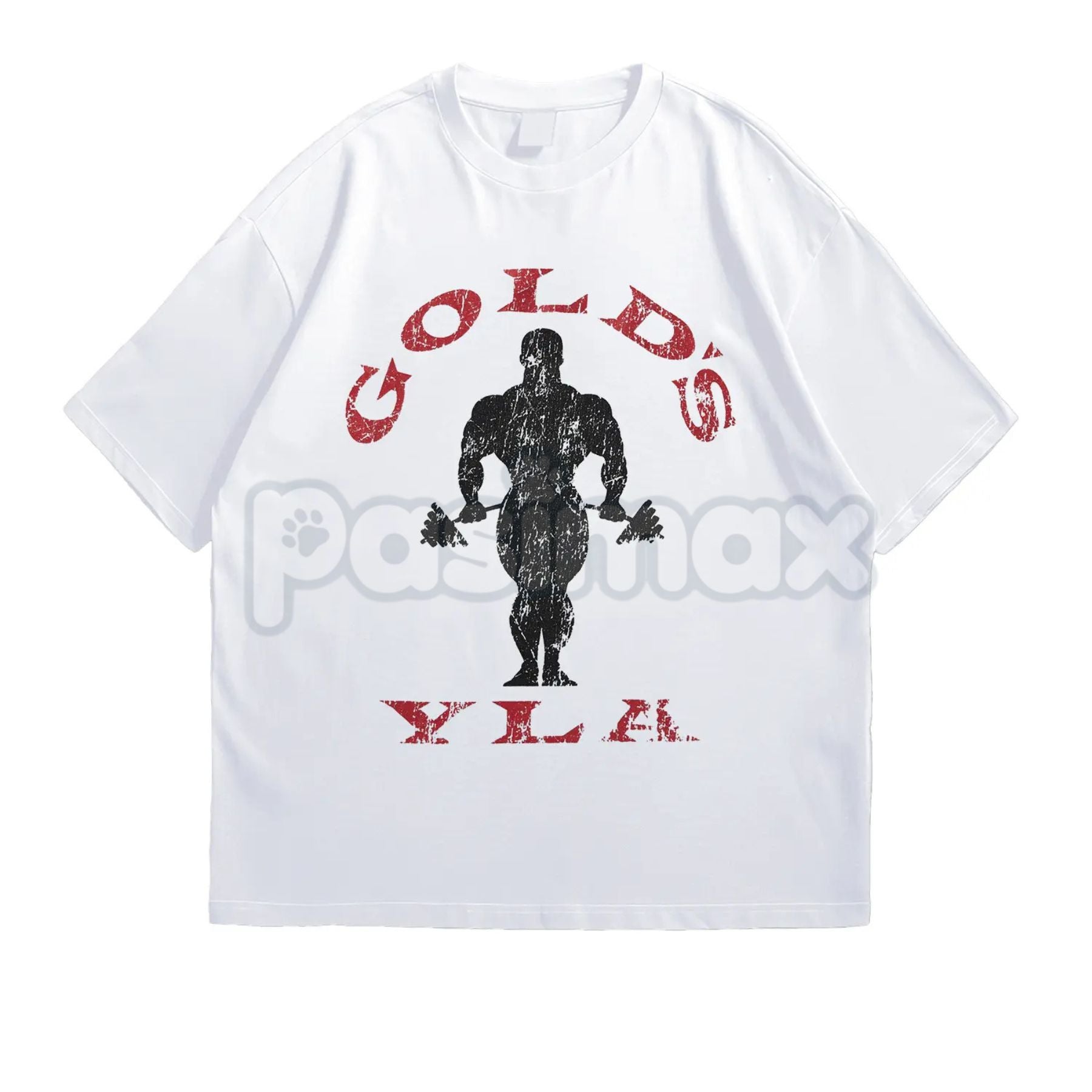 Pasimax Vintage Gold’s Gym Distressed T-Shirt - Retro Bodybuilding Muscle Beach Tee, Old School Weightlifting Heritage Shirt,
