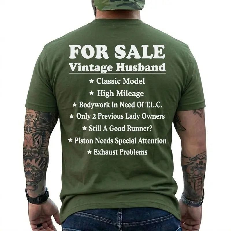 "Vintage Husband For Sale" T-Shirt – Funny Marriage Retro Graphic Tee