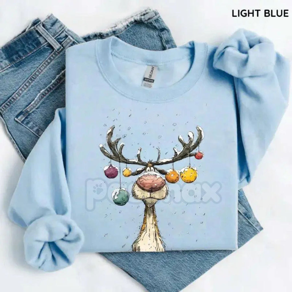Pasimax Vintage Reindeer Sweatshirt | Retro Christmas Crewneck Jumper | Nostalgic Holiday Graphic Top — main product shot