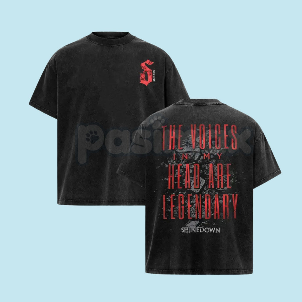 Vintage Shinedown Rock Band T-Shirt – Double-Sided Graphic Concert Tee, Lightweight Acid Washed Cotton Music Streetwear