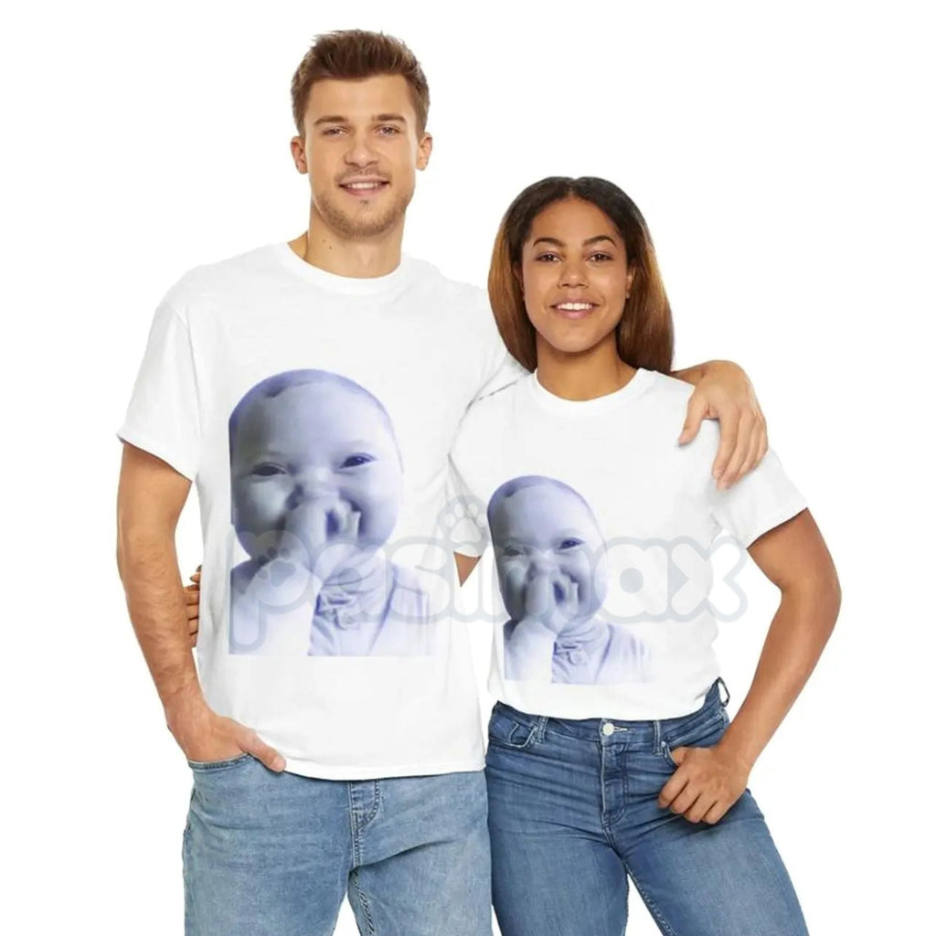 Pasimax Viral AI Baby Laughing Meme Shirt - "Holding Back a Laugh" Tuff Tee, Funny Internet Culture Apparel, Relatable Humor 