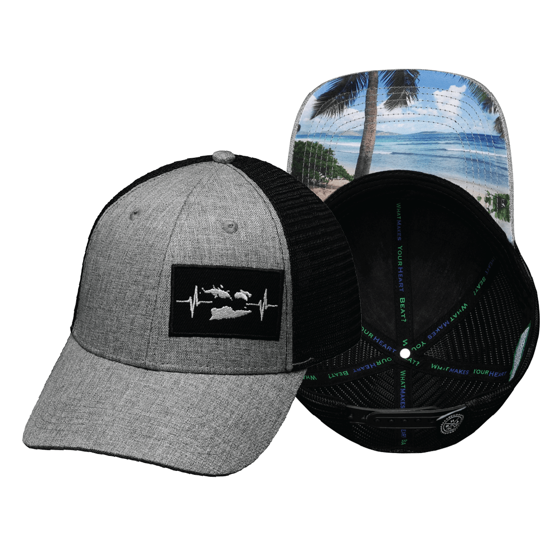 The Heartbeat Brand Virgin Islands Low Profile Hat — Gray / Black — main product shot