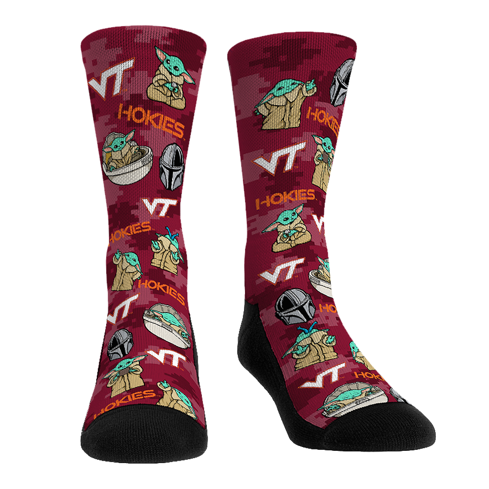 Rock 'Em Socks Rock 'Em Socks Virginia Tech Hokies - Star Wars  - Grogu All-Over — main product shot