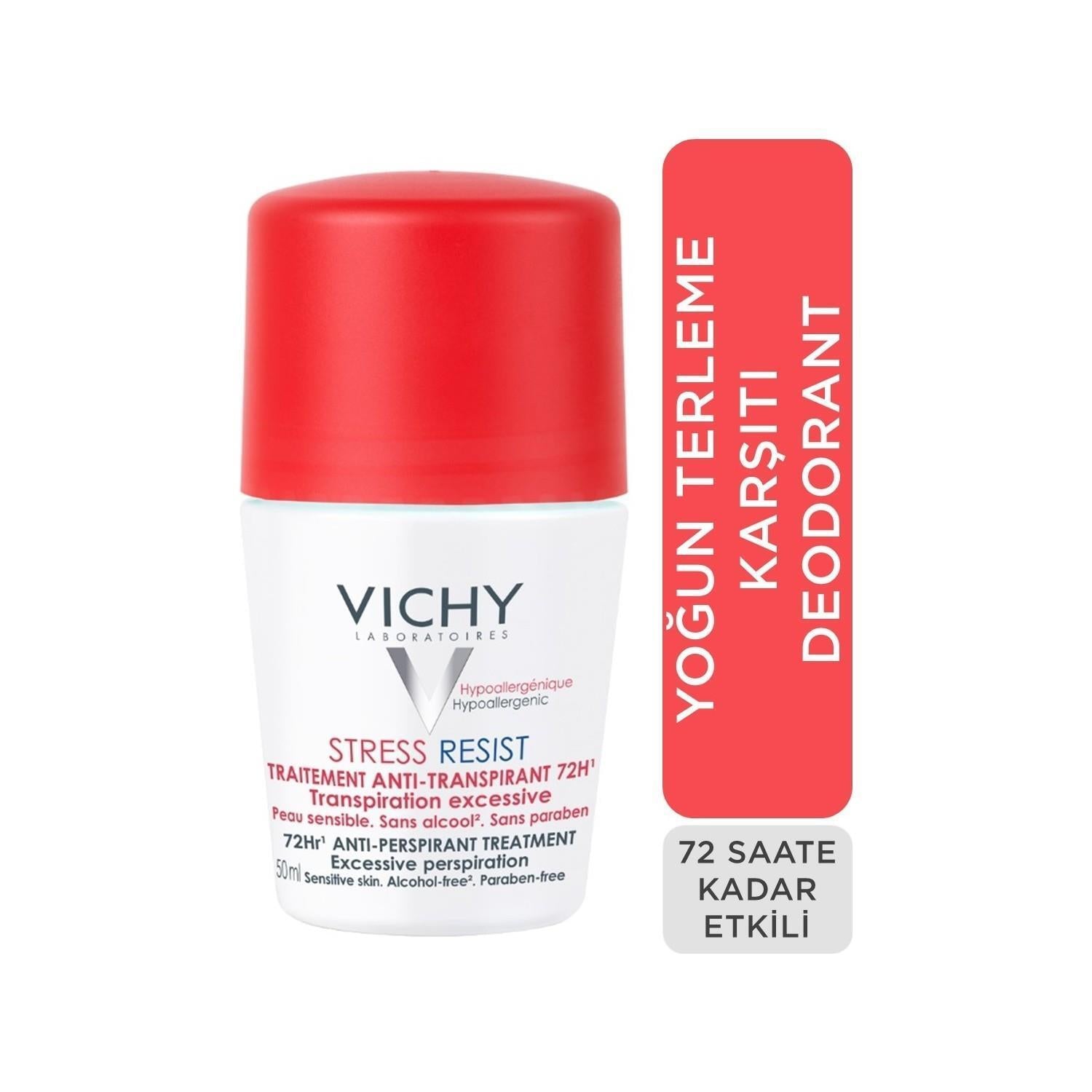 Vichy Stress Resist Anti-Transpirant Deodorant - 72 Hour Sweat Protection, Hypoallergenic, Sensitive Skin Friendly
