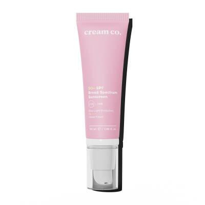 Cream Co. Broad Spectrum Sunscreen SPF 50+ - Moisturizing, Vegan, Non-Greasy, Velvet Finish