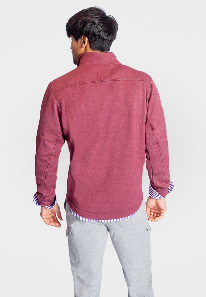 Buki Voey Quarter Zip Sweatshirt - Wine — in-use photo