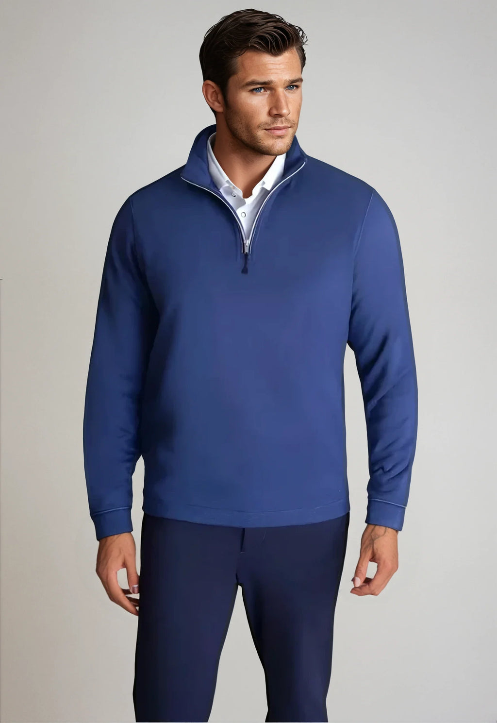 Buki Voey Quarter Zip Sweatshirt - Tokyo Blue — back view