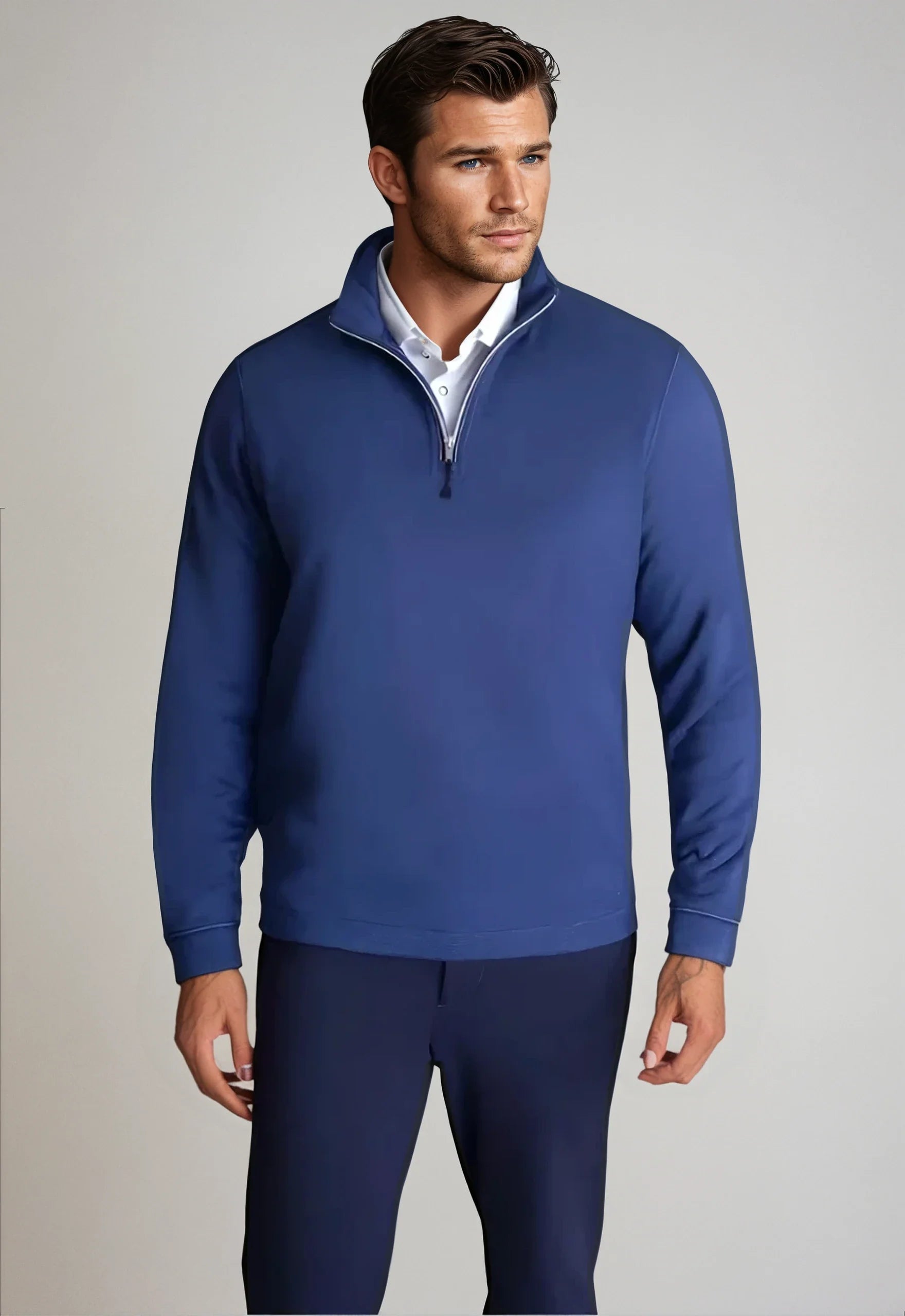 Buki Voey Quarter Zip Sweatshirt - Tokyo Blue — back view
