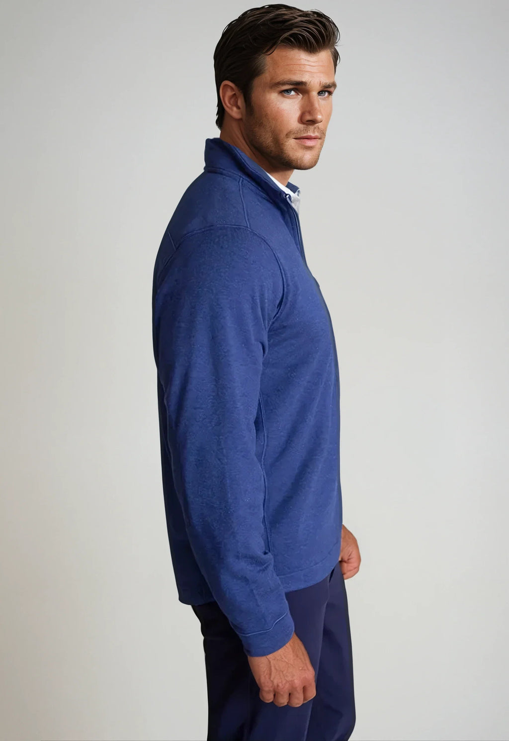 Buki Voey Quarter Zip Sweatshirt - Tokyo Blue — side view