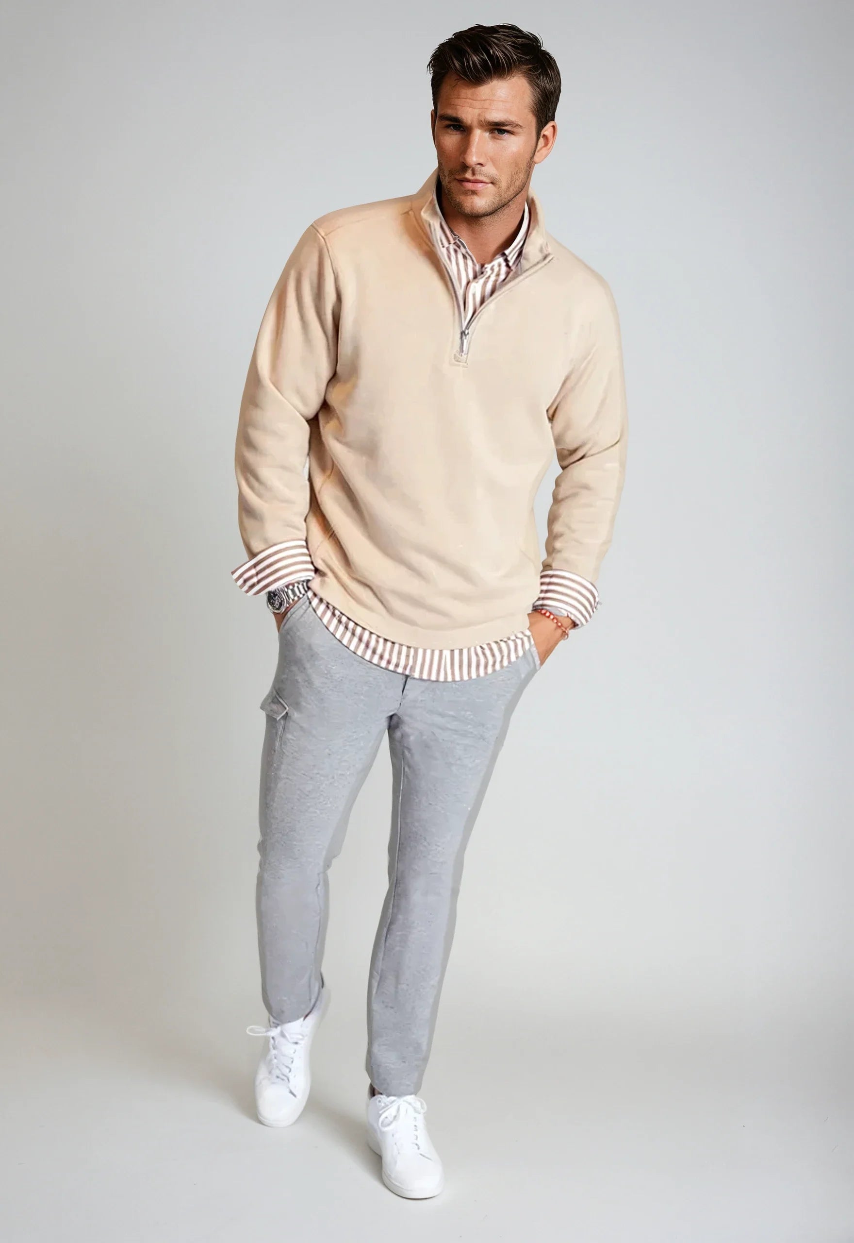 Buki Voey Quarter Zip Sweatshirt - Camel — alternative angle
