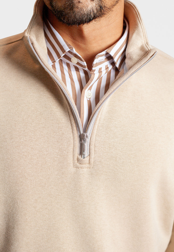 Buki Voey Quarter Zip Sweatshirt - Camel — back view