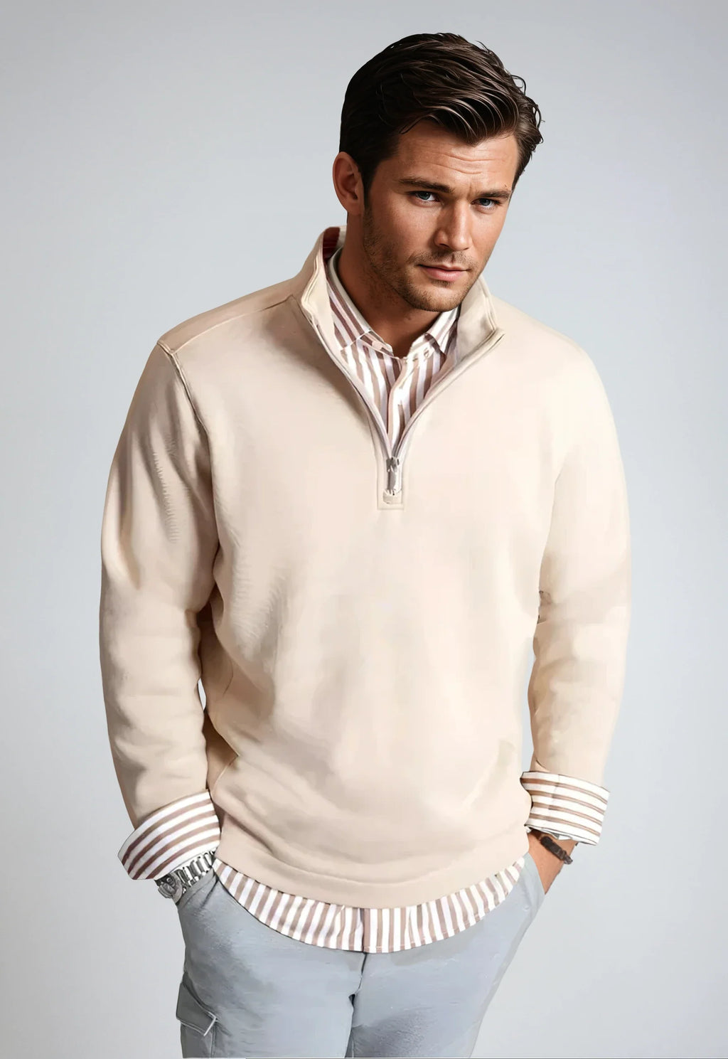 Buki Voey Quarter Zip Sweatshirt - Camel — main product shot