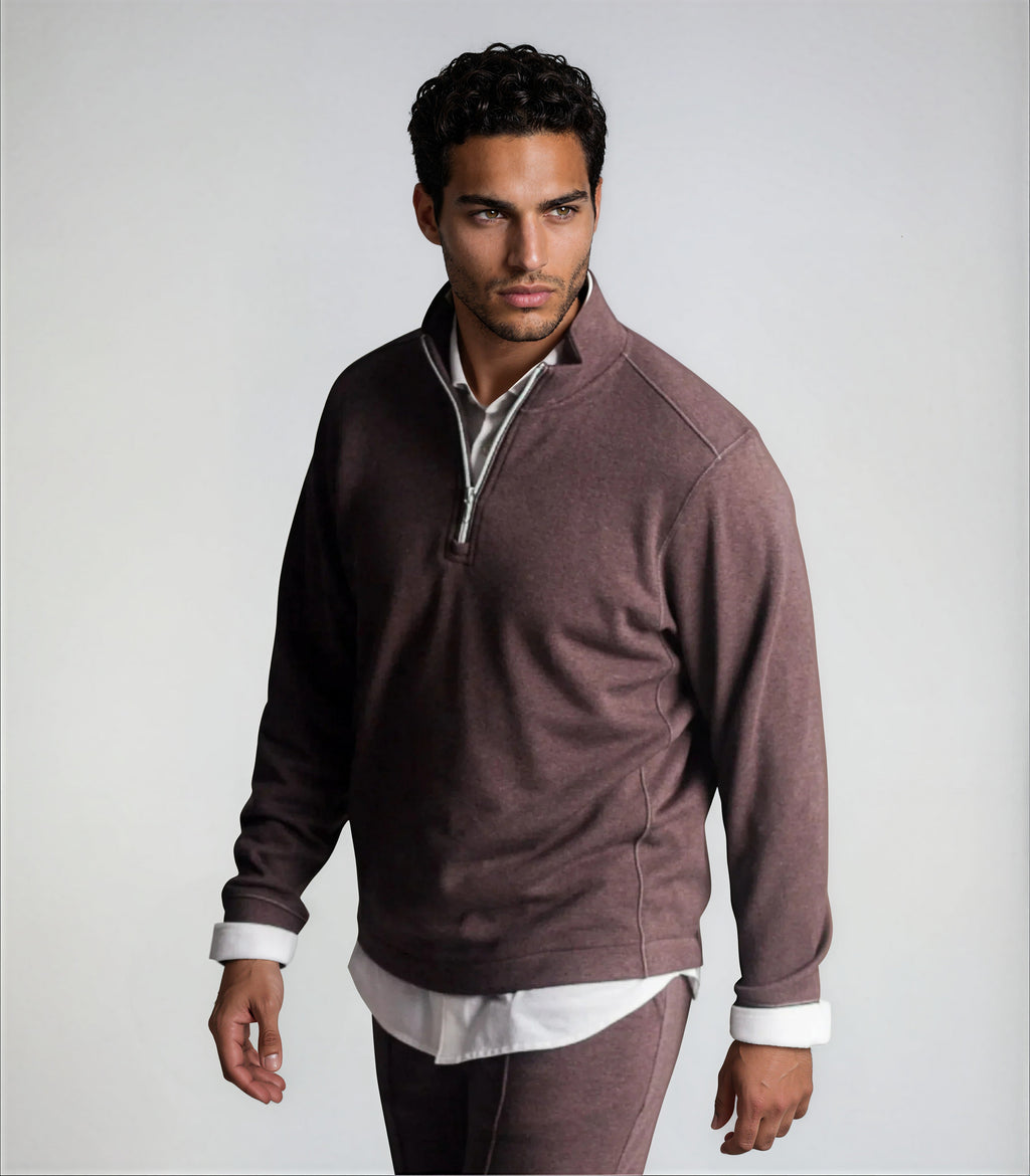Voey Quarter Zip Sweatshirt - Espresso – Buki