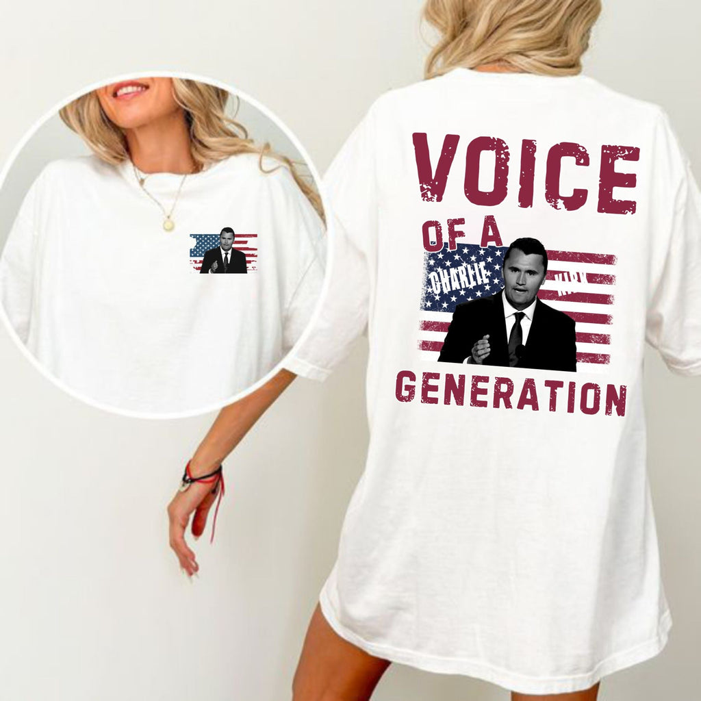 Pasimax "Voice of a Generation" Charlie Kirk T-Shirt — main product shot