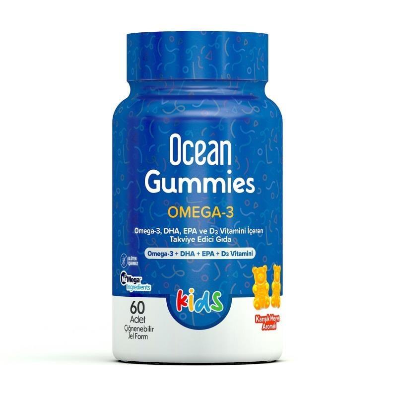 Ocean Gummies Omega 3 Kids: Delicious Chewable for Healthy Brain & Eye Development - 60 Count