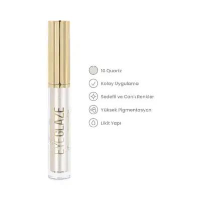 Golden Rose Eye Glaze Liquid Eyeshadow No:10 Quartz - Trendy Eye Makeup with Long-lasting Glaze Finish