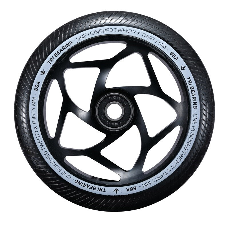 Envy Tri Bearing Scooter Wheels 120mm x 30mm - Black/Black (Pair) by Skates USA