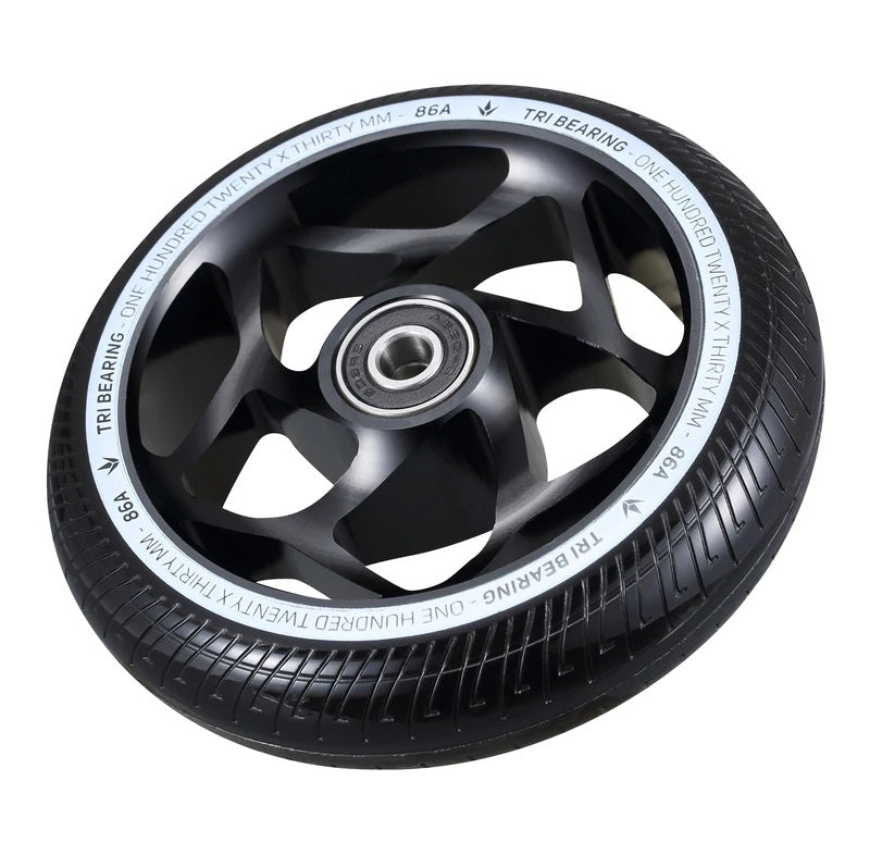 Envy Tri Bearing Scooter Wheels 120mm x 30mm - Black/Black (Pair)
