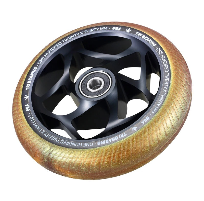 Envy Tri Bearing Scooter Wheels 120mm x 30mm - Black/Gold (Pair)