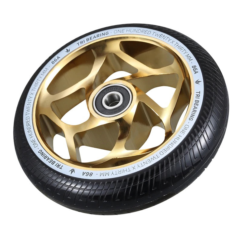 Envy Tri Bearing Scooter Wheels 120mm x 30mm - Gold/Black (Pair)