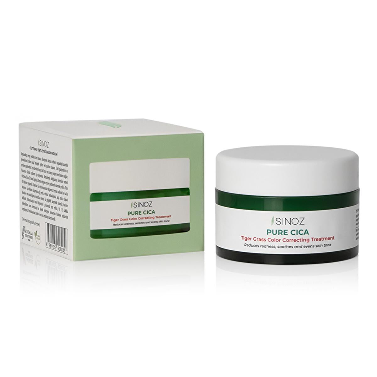 Sinoz Pure Cica Tiger Grass Facial Cream - Redness Relief, Tone Correction, Sensitive Skin Soothing, and Barrier Repair - Centella Asiatica