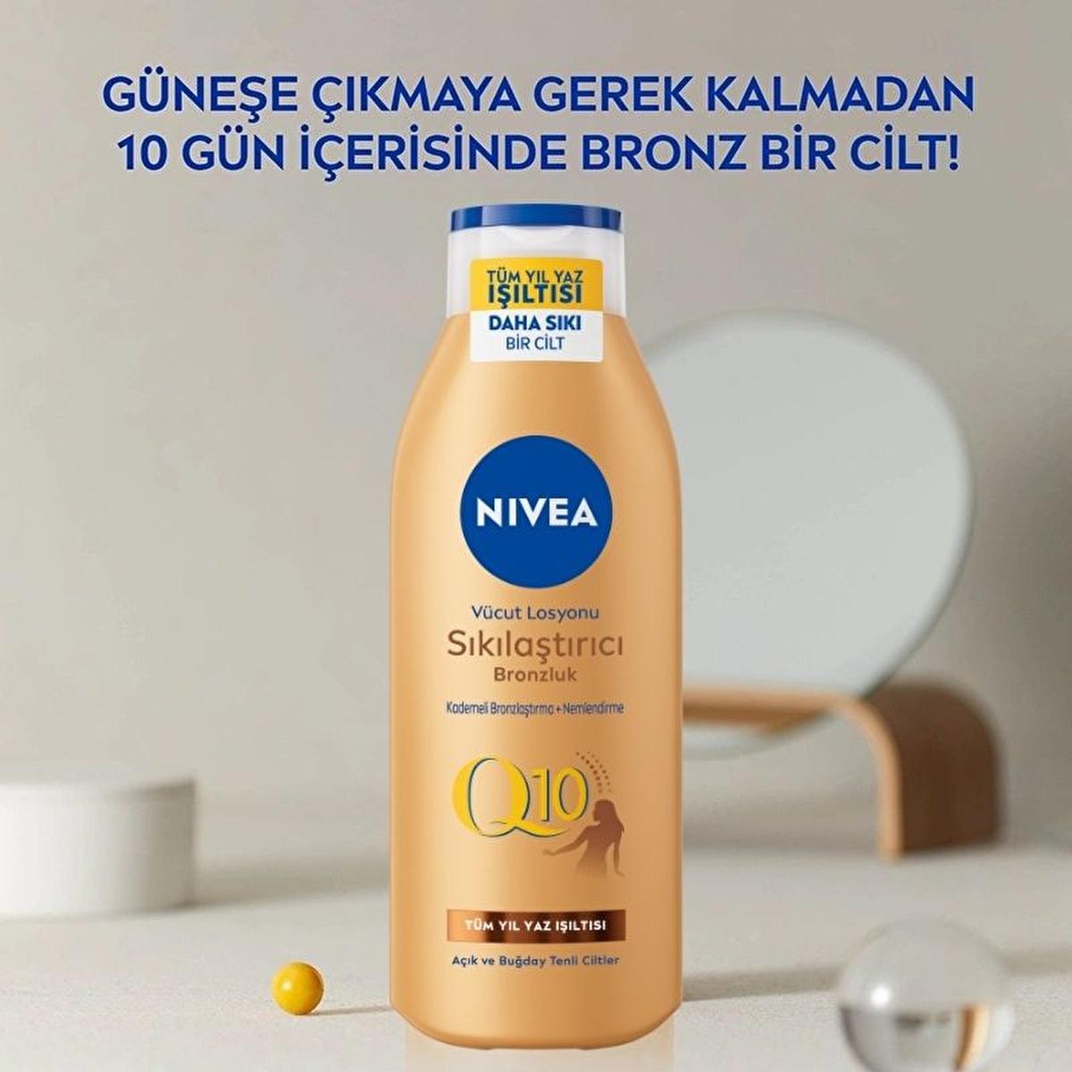 Nivea Nivea Q10 Firming & Tanning Body Lotion - Moisturizing, Sunless Tan, Firming Body Care for Fair to Medium Skin Tones
