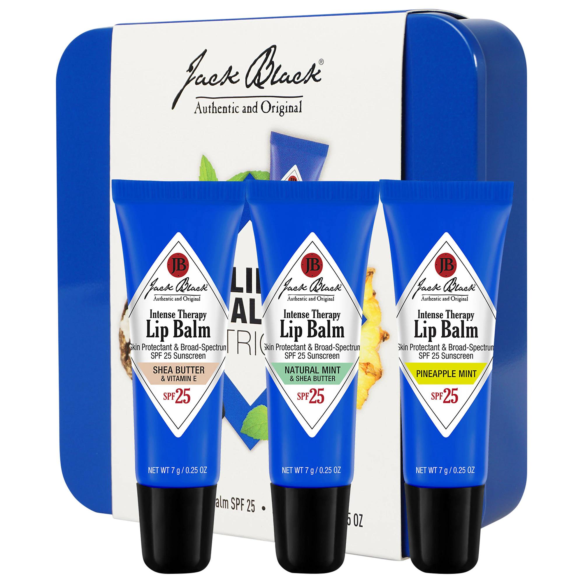 Jack Black Lip Balm Trio SPF 25 - Cruelty-Free, Gluten-Free Lip Care Set for Dry, Chapped Lips