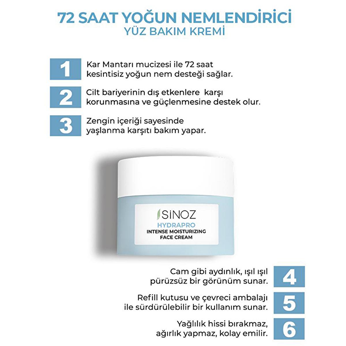 Sinoz Hydrapro: 72-Hour Hydrating Face Cream with Hyaluronic Acid & Snow Mushroom - Vegan Moisturizer for Dry, Sensitive Skin