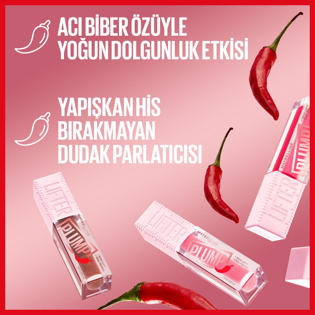 Maybelline New York Lifter Plump Lip Gloss - Blush Blaze, Non-Sticky, Long-Lasting Lip Care
