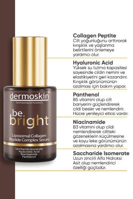 Dermoskin Be Bright Liposomal Collagen Peptide Complex Anti-Aging Serum 30ml - Dermatologically Tested, Hyaluronic Acid, Anti-Wrinkle, Skin Elasticity