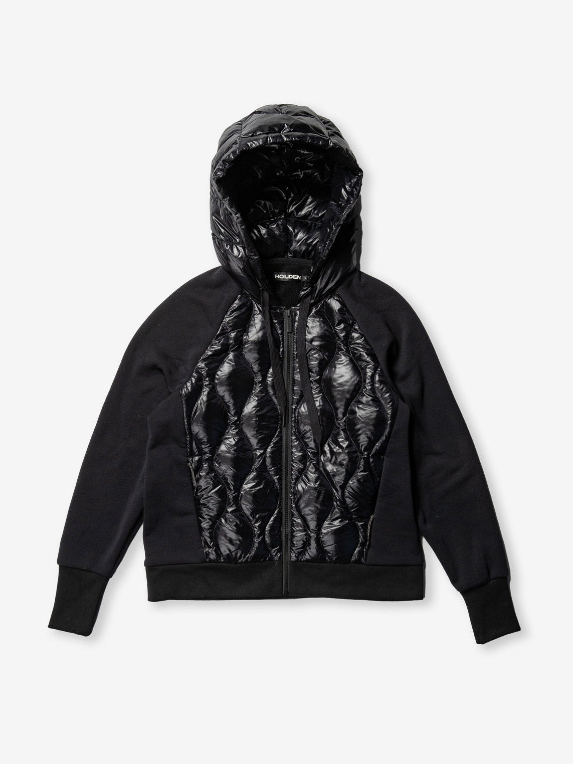 Holden Outerwear Down Zip Hoodie - Black — detail close-up