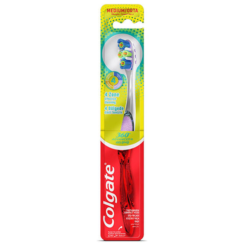 Colgate 360 Advanced Manual Toothbrush: Dentist Recommended Plaque Removal, Tongue & Cheek Cleaner for Superior Oral Hygiene