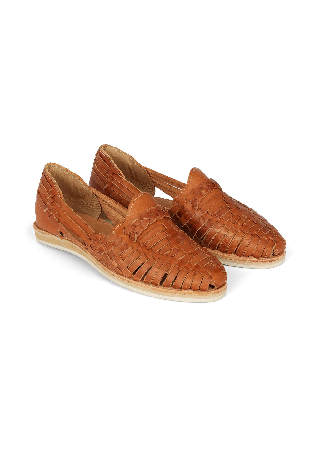 LOLA Y TULA Camel Leather Huarache — main product shot