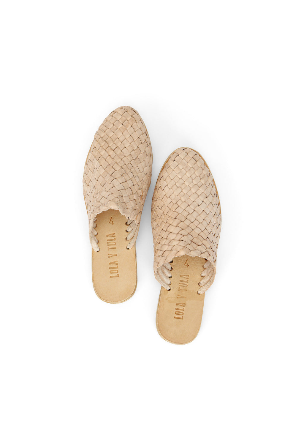 LOLA Y TULA Hand Woven Leather Slides Cream — main product shot