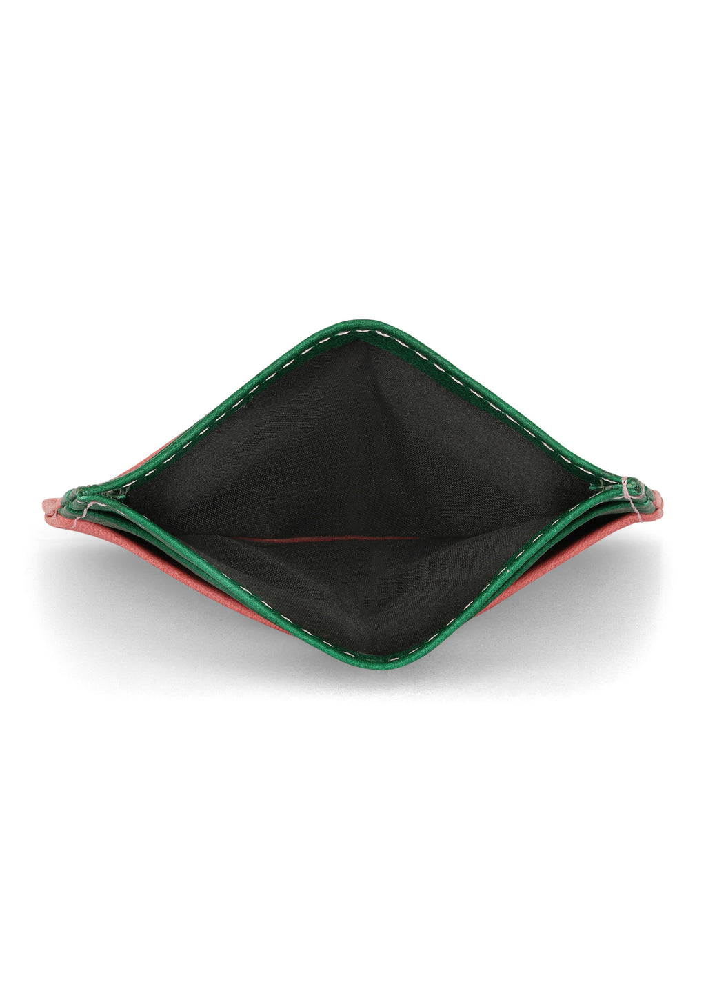 LOLA Y TULA Jaguar Leather Card Holder Wallet Pink + Green — lifestyle context