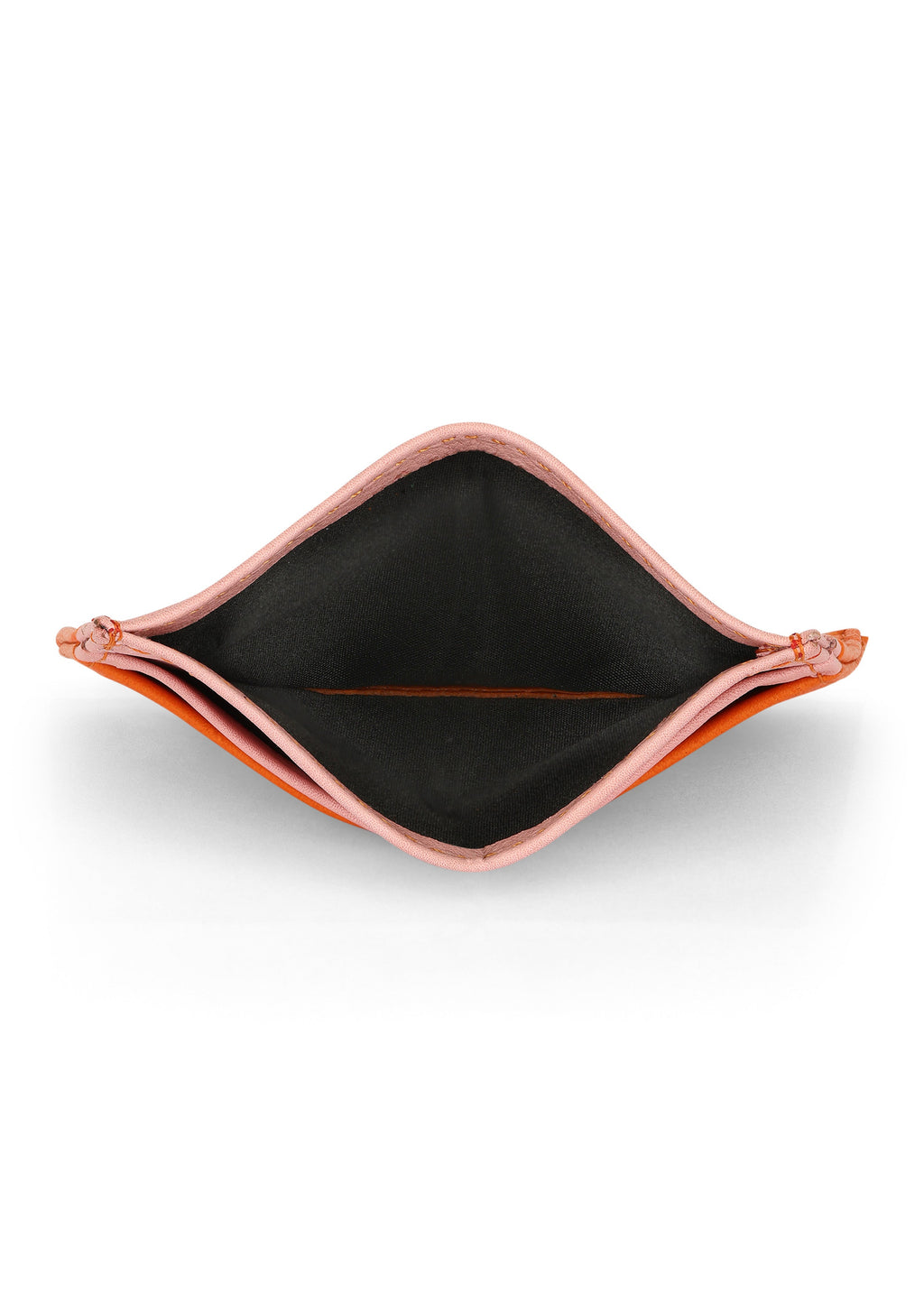 LOLA Y TULA Jaguar Leather Card Holder Wallet Pink and Orange — lifestyle context