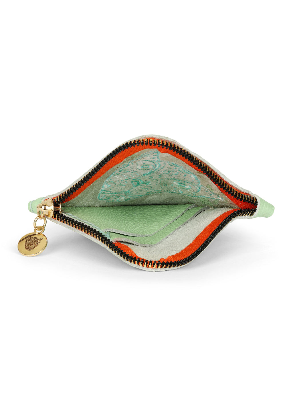 LOLA Y TULA Jaguar Embroidered Zip Around Wallet Mint — lifestyle context