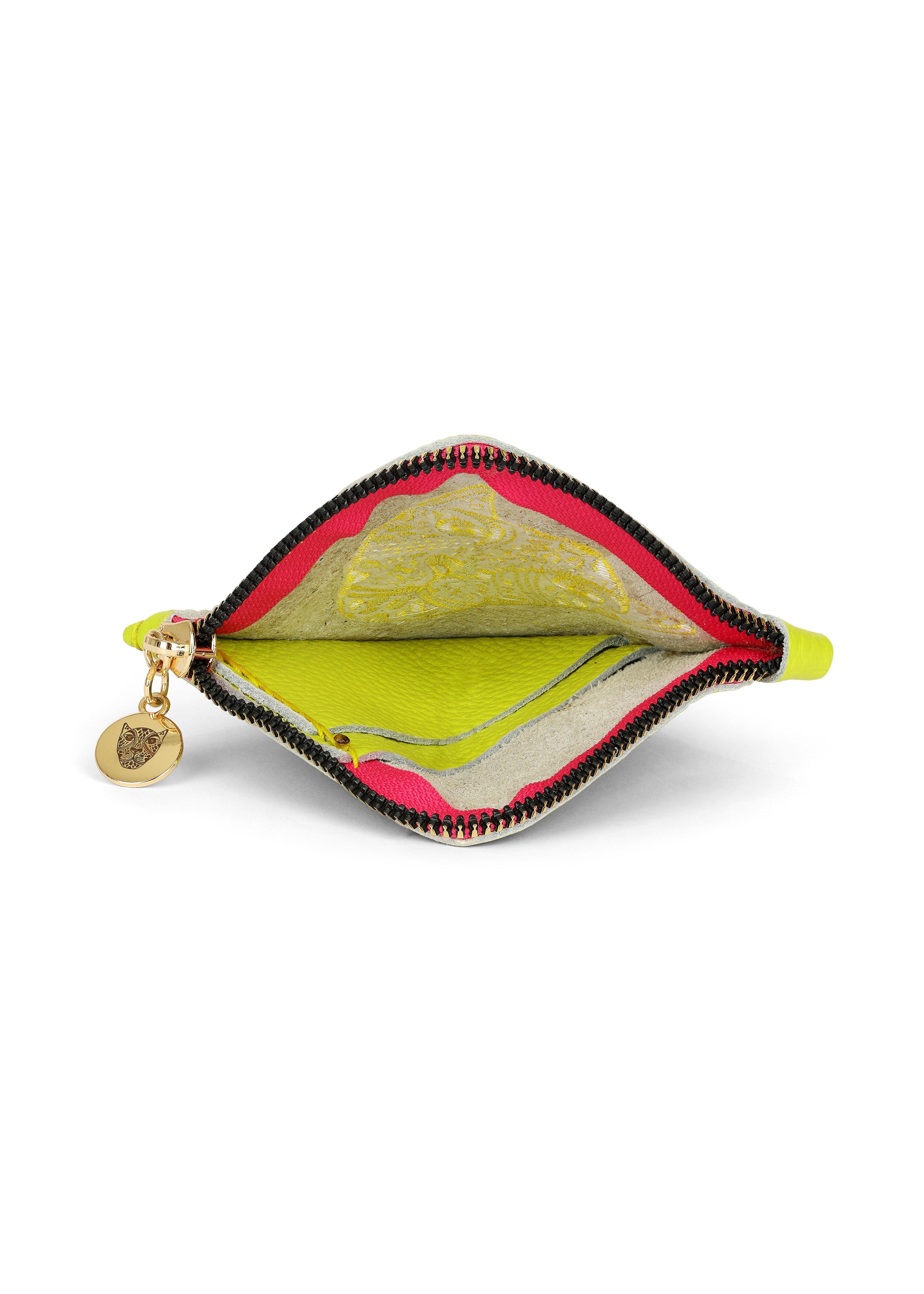 LOLA Y TULA Jaguar Embroidered Zip Around Wallet Yellow — lifestyle context