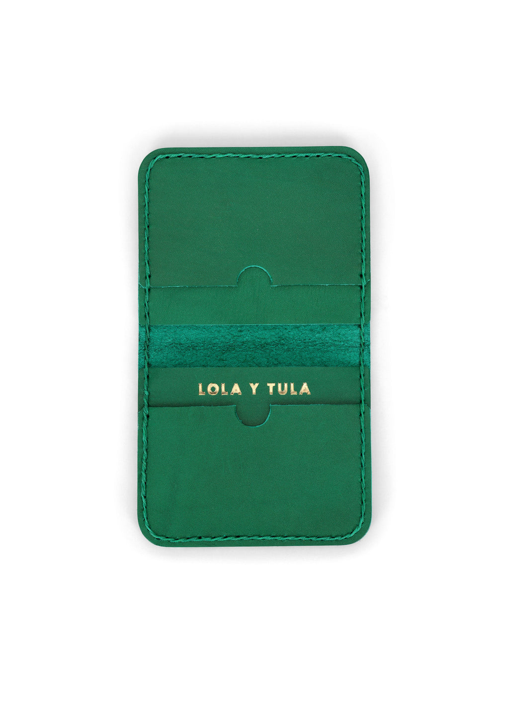 LOLA Y TULA Leather Cardholder Wallet Emerald — main product shot