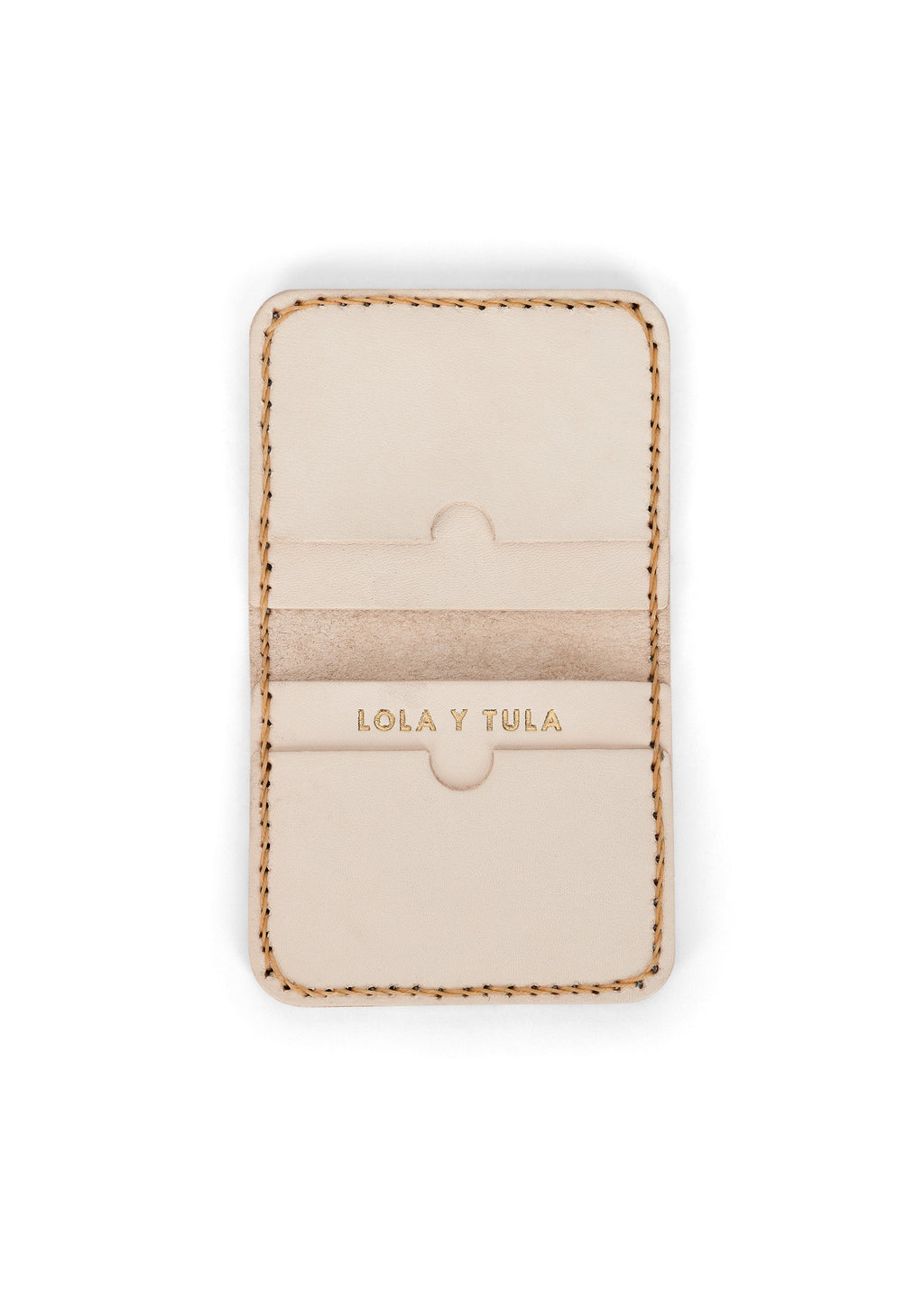 LOLA Y TULA Leather Cardholder Wallet Sand — main product shot