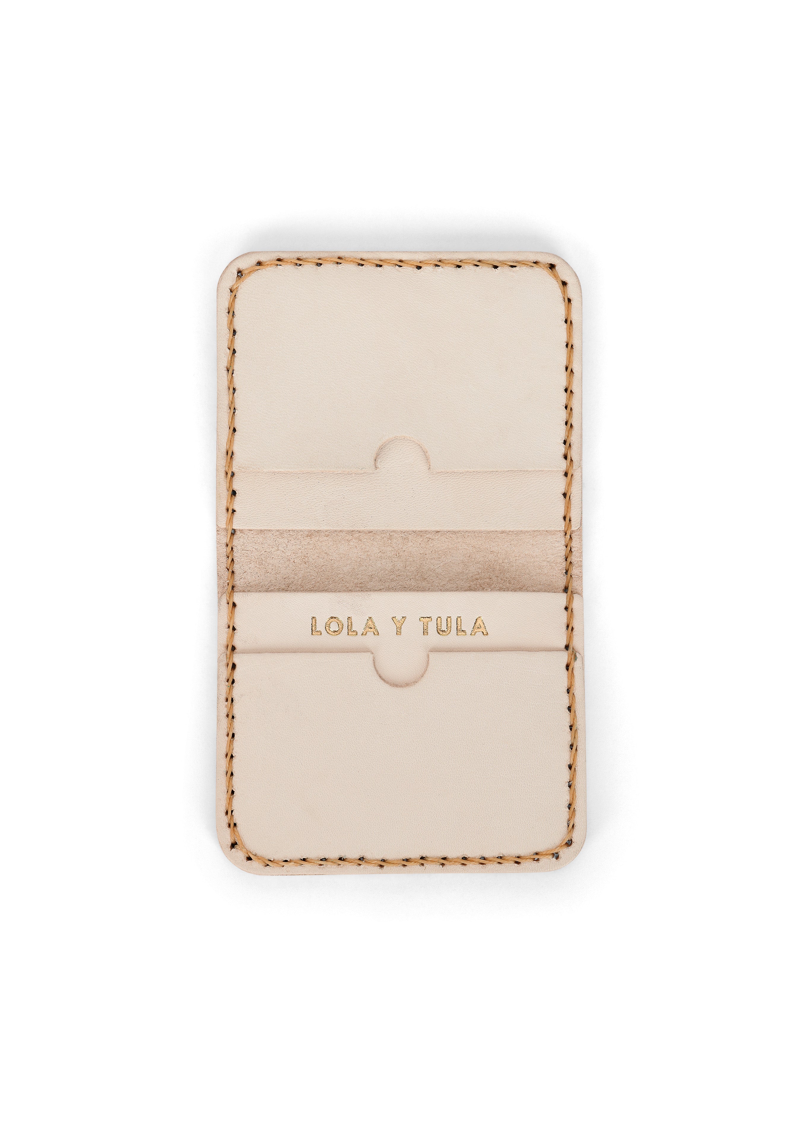 LOLA Y TULA Leather Cardholder Wallet Sand — main product shot