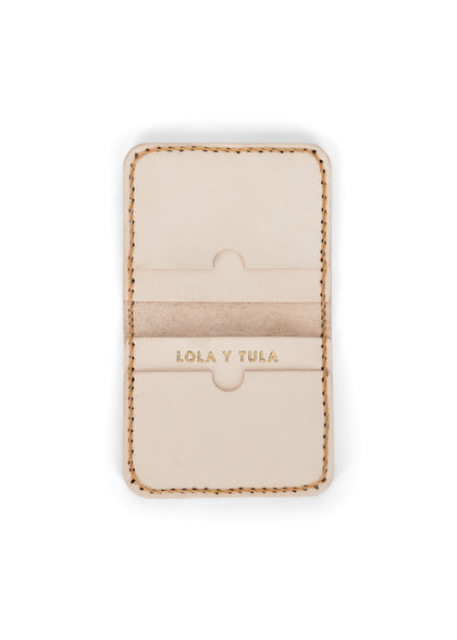 LOLA Y TULA Leather Cardholder Wallet Sand — main product shot