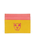 LOLA Y TULA Jaguar Leather Card Holder Wallet Yellow and Pink — main product shot