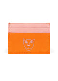 LOLA Y TULA Jaguar Leather Card Holder Wallet Pink and Orange — main product shot