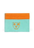 LOLA Y TULA Jaguar Leather Card Holder Wallet Orange and Mint — main product shot