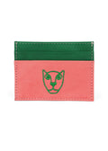 LOLA Y TULA Jaguar Leather Card Holder Wallet Pink + Green — main product shot