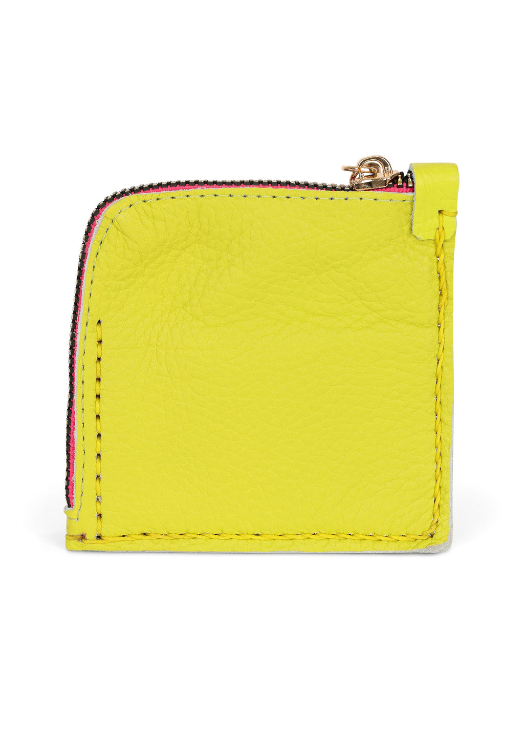 LOLA Y TULA Jaguar Embroidered Zip Around Wallet Yellow — detail close-up