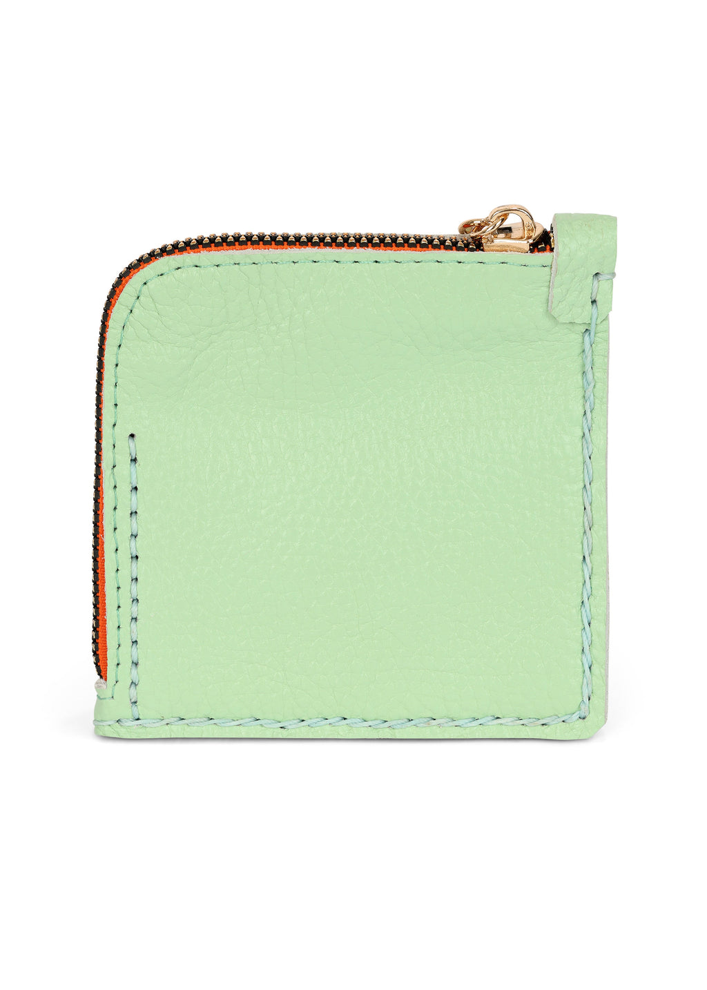 LOLA Y TULA Jaguar Embroidered Zip Around Wallet Mint — detail close-up