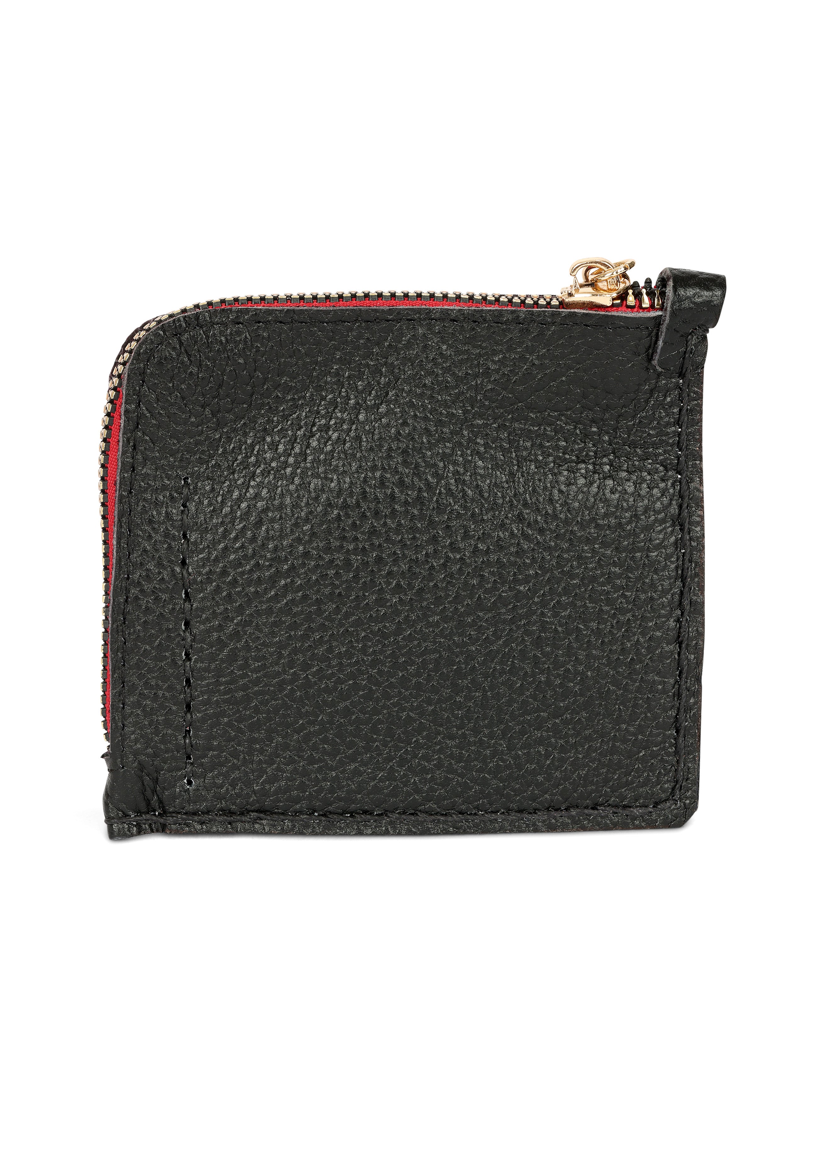 LOLA Y TULA Jaguar Embroidered Zip Around Wallet Black — detail close-up