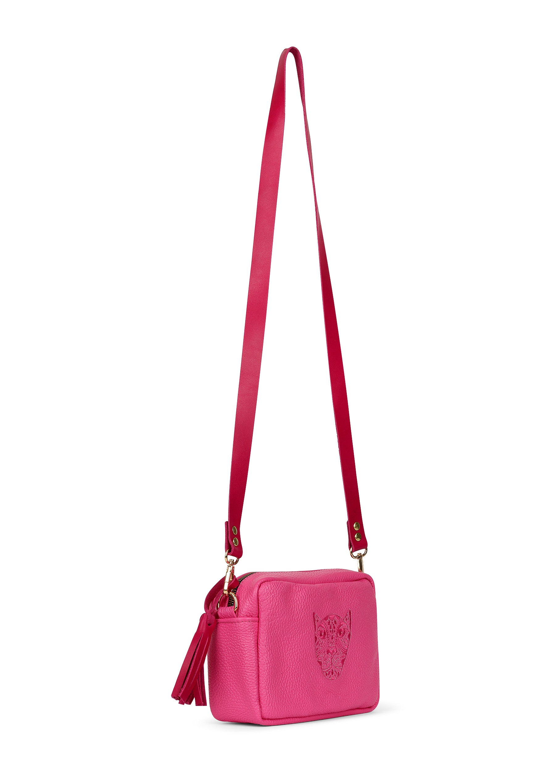 LOLA Y TULA Jaguar Lucia Crossbody Hot Pink — side view